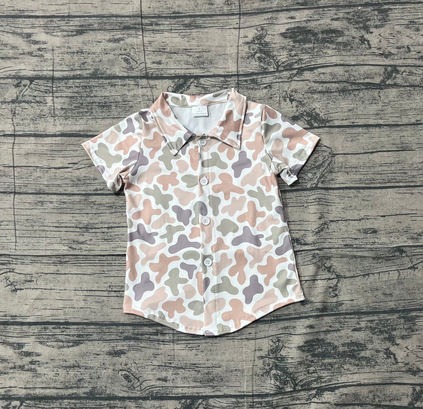 Baby Boys Short Sleeves Buttons Cardigan Camo Shirt RTS