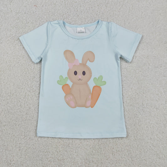 Baby Kids Short Sleeves Rabbit Carrots Easter Shirt Tops RTS