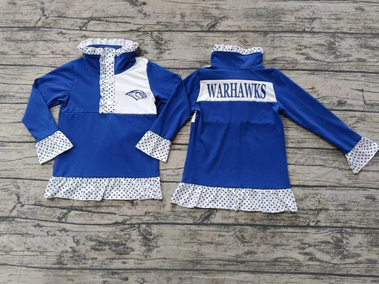 Baby Girl Toddler Long Sleeves Blue Team Buttons Shirt Tops