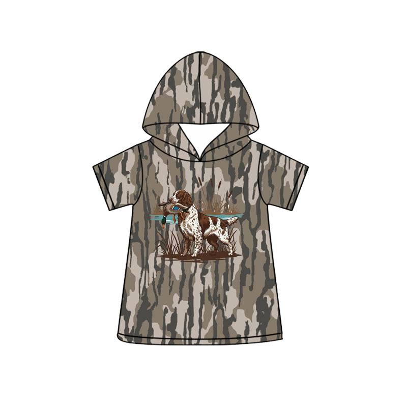( Moq 5 ) Preorder Baby Boys Toddler Short Sleeves Dogs Ducks Hoodie Camo Shirt Tops