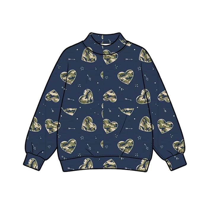 ( Moq 5 ) Preorder Baby Girls Kids Long Sleeves Hearts Valentine Shirt Mock Neck Clothes