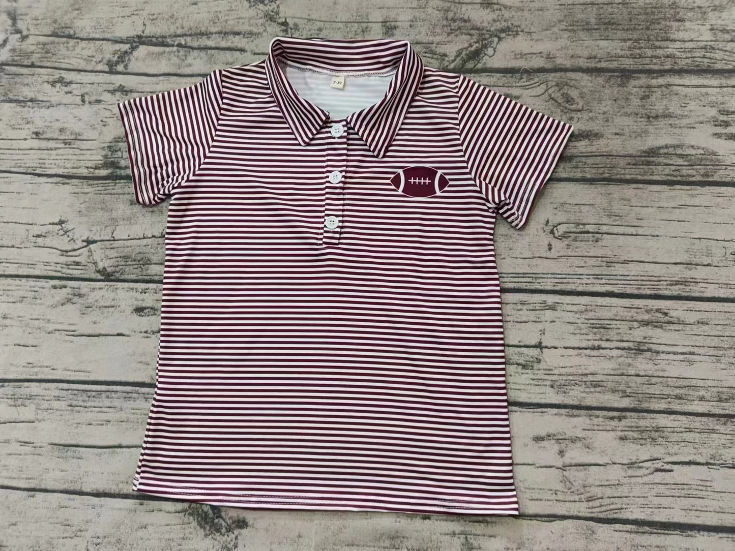 Baby Boy Short Sleeves Stripes Football Buttons Shirt