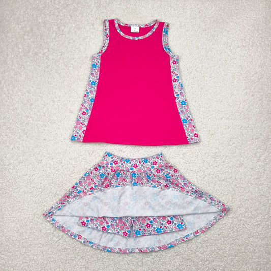 Baby Girl Sleeveless Pink Tops Floral Shorts Set RTS