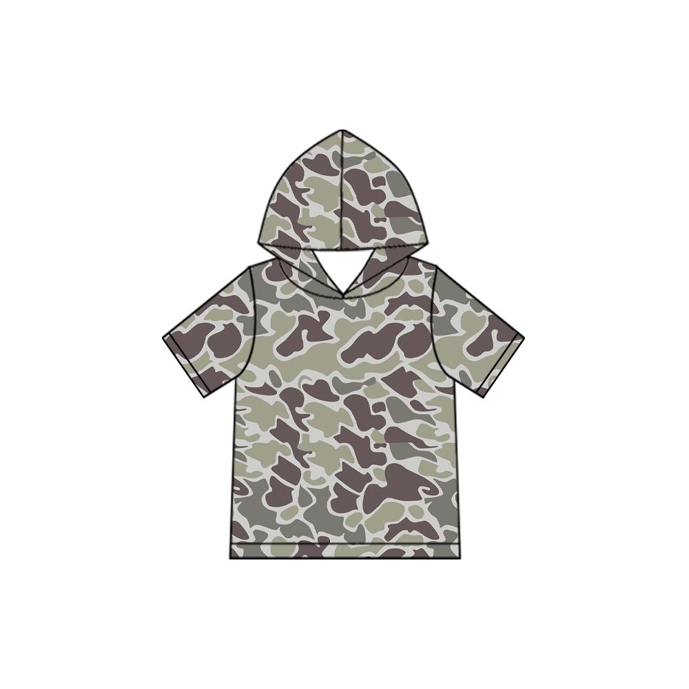 ( Moq 5 ) Preorder Baby Boys Kids Short Sleeves Hoodie Shirt Tops Camo Clothes