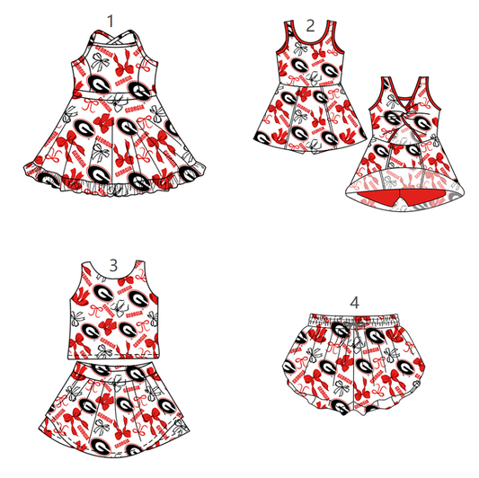 ( Moq 5 Each Style ) Baby Girls Kids Red Bows G Sibling Team Shorts Dresses Set
