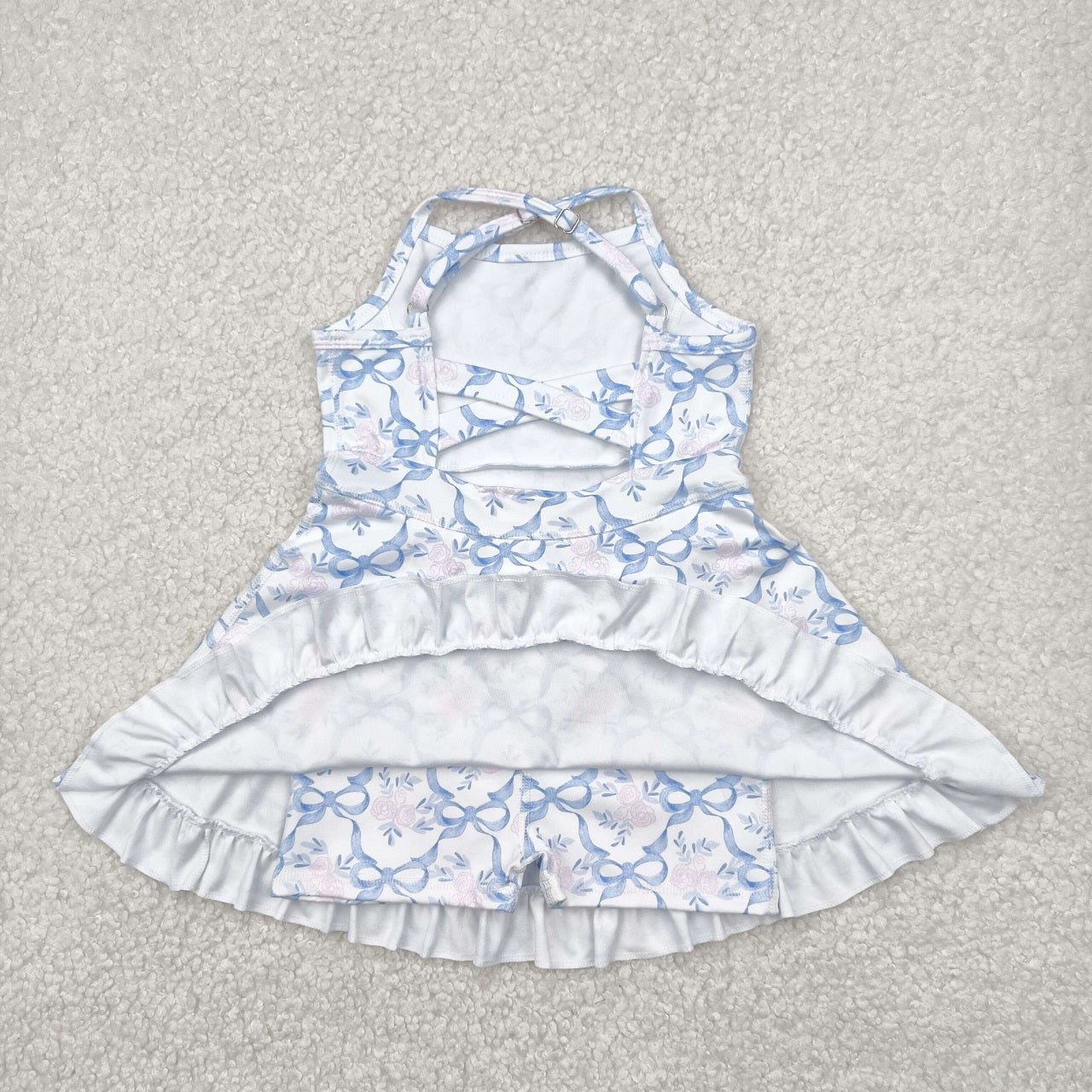 Colors ( 1-7 ) Sibling Baby Girl Straps Flower Bows Yoga Athletic Wear Dress Sibling Clothes RTS