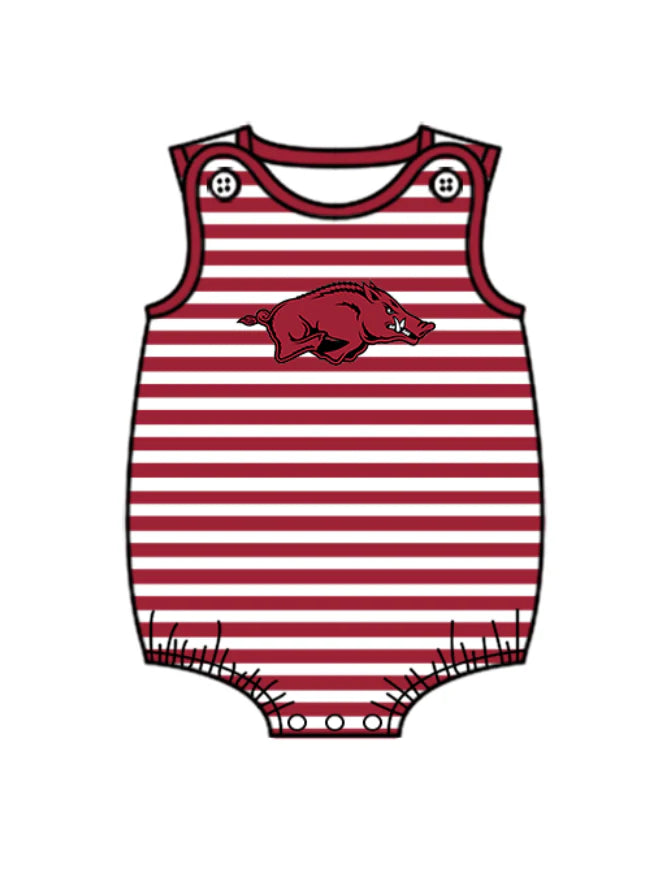 ( Moq 5 ) Baby Boys Infant Sleeveless Pig Stripes Team Summer Bubble Romper