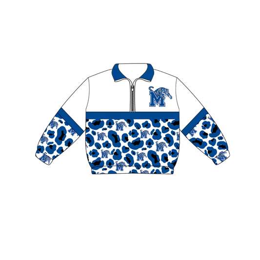 ( Moq 5 ) Baby Girls Kids Long Sleeves Leopard Team Zipper Pullover Tigers Shirt Clothes