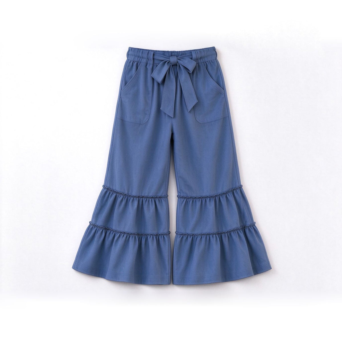 ( Moq 5 ) Baby Girls Kids Pockets Pants Cotton Bottoms Blue Clothes