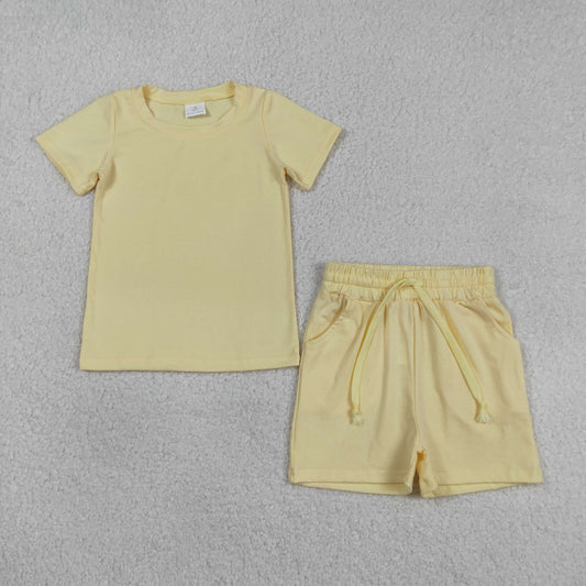 Baby Boys Kids Yellow Short Sleeves Shirt Pockets Shorts Summer Clothes Set RTS