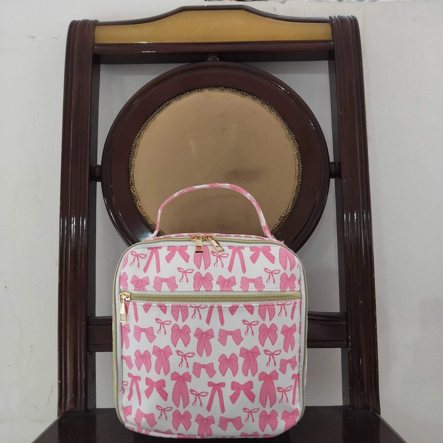 Baby Girl Kids Pink Bows Lunch Box Picnic Thermal Bag RTS