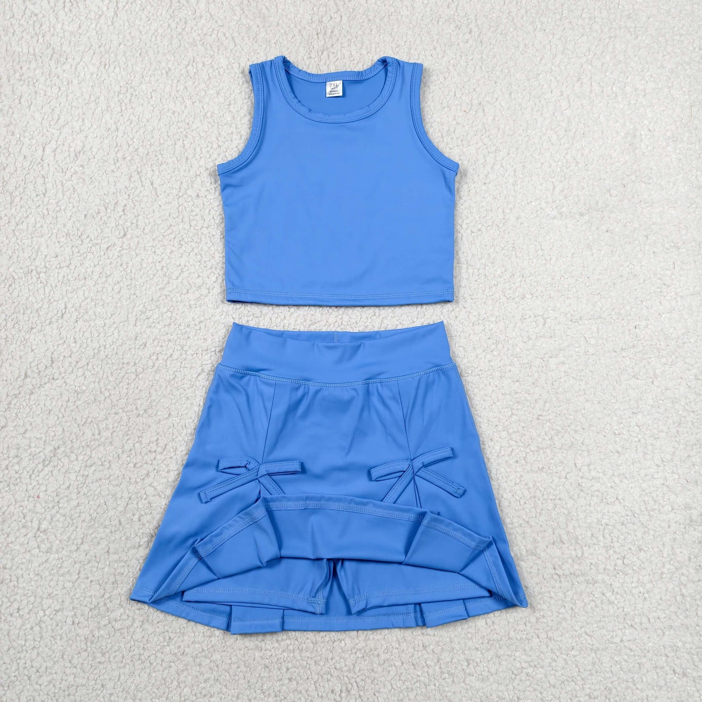 Baby Girls Kids Blue Tops Shorts Skirt Shorts Summer Yoga Active Clothes Set RTS