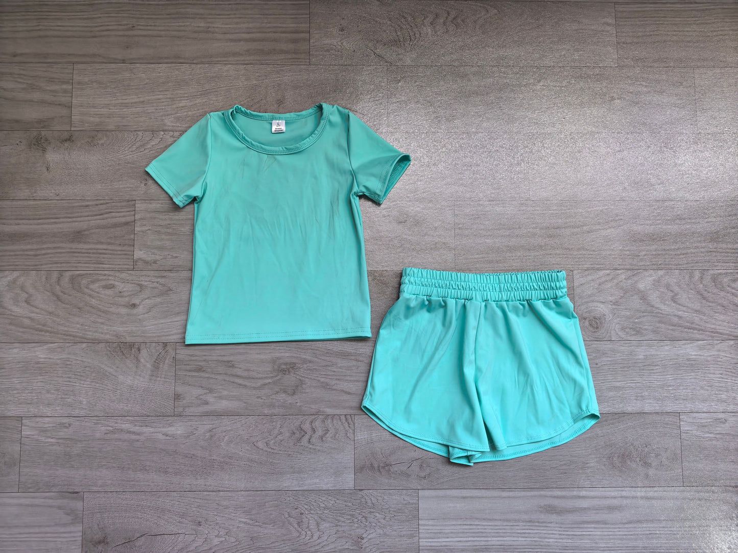 ( No moq ) Preorder Baby Girls Kids Short Sleeves Shirt Skirt Shorts Yoga Active Set Clothes