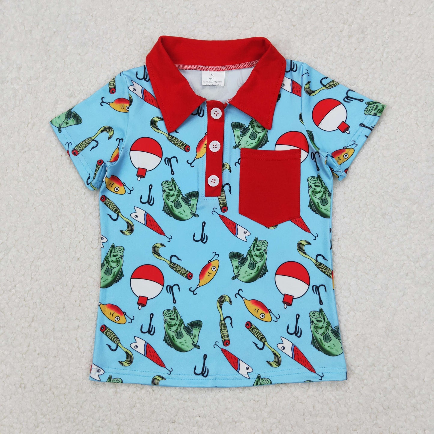 Baby Boy Short Sleeves Fishing Buttons Pocket Tee Shirt Tops RTS
