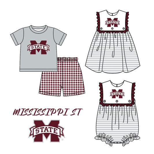 Baby Boy Girl Summer M Team Sibling Romper Dress Set ( Moq 5 Each Style )