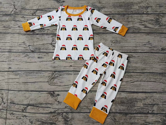 Baby Girl Long Sleeves Dog Christmas Team Shirt Pants Team Pajamas Set Moq 5