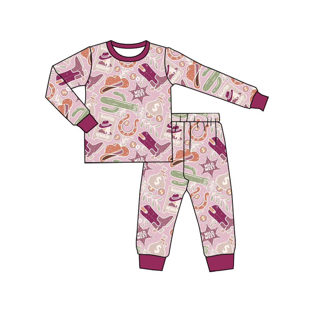 Baby Girl Wild Western Cactus Shirt Pants Pajamas Set