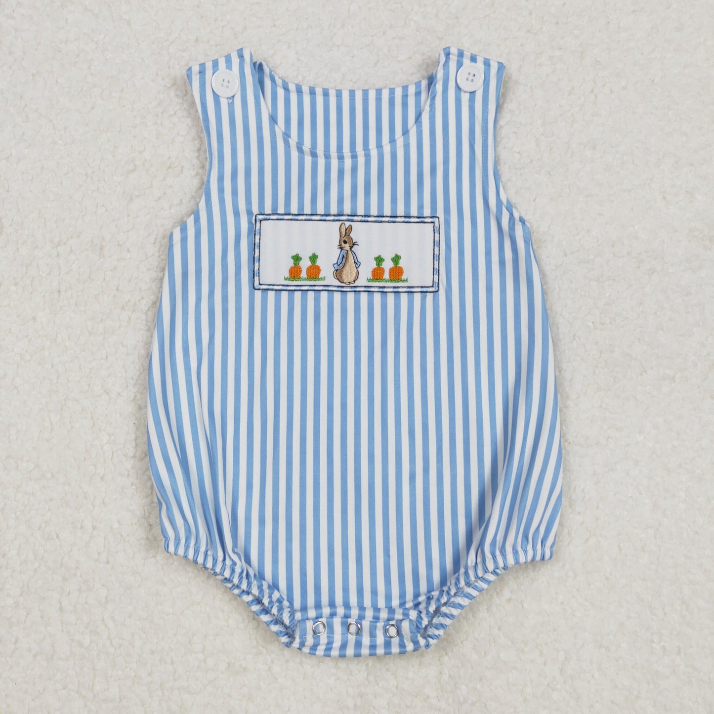 Baby Girl Infant Short Sleeves Embroidery Easter Rabbit Carrot Bubble Pink Romper RTS