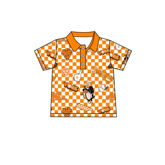 Baby Boy Short Sleeves Dogs Checked Team Buttons Shirt ( Moq 5 )