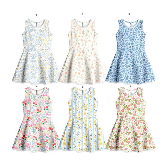 ( Moq 5 Each Style ) Sibling Baby Girls Kids Sleeveless Floral Summer Knee Length Dresses