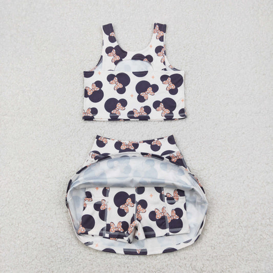 Baby Girl Cartoon Mouse Tops Short Skirt Skort Yoga Active Clothes Set RTS