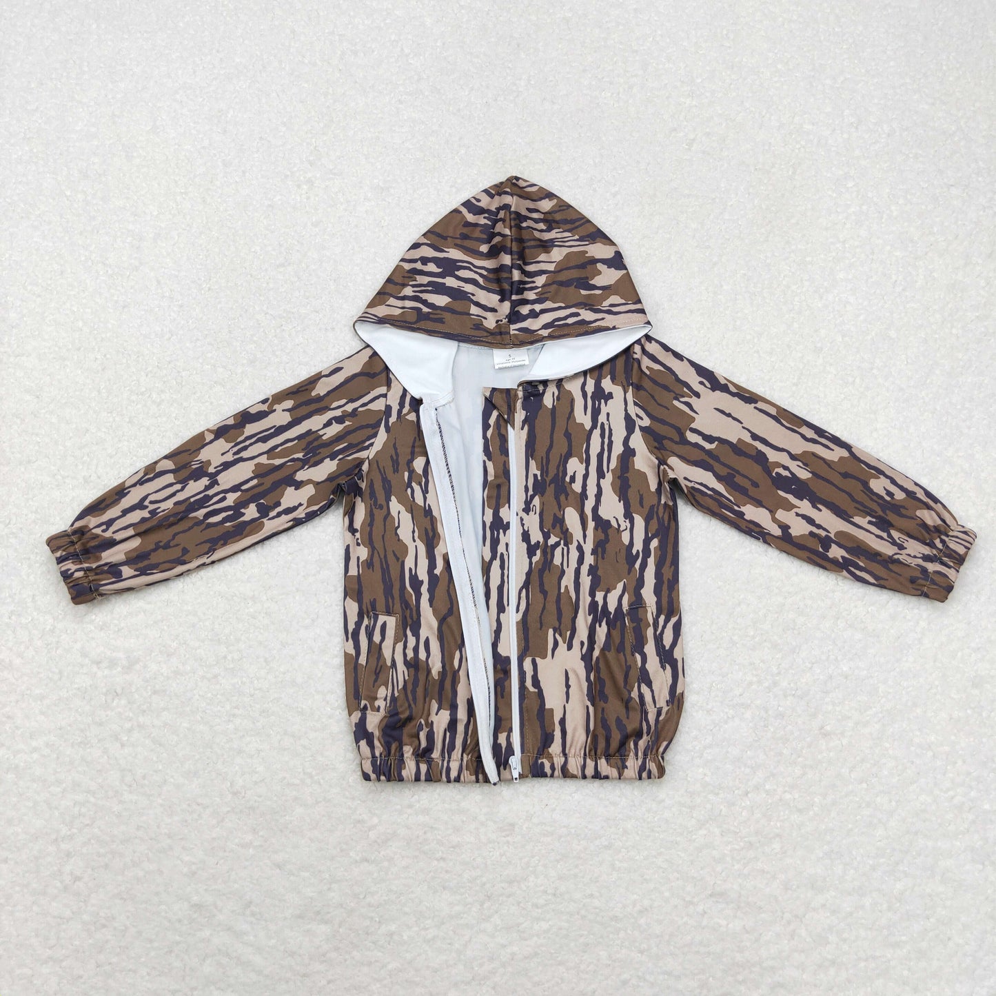 Baby Boy Long Sleeves Green Camo Hooded Zipper Jackets Tops