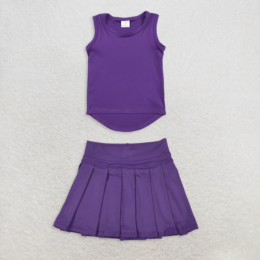 Baby Girl Sleeveless Purple Vest Tops Skort Yoga Active Set RTS