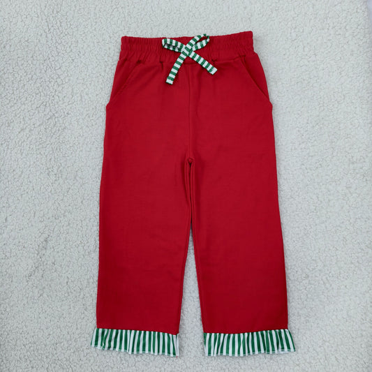 Baby Girls Kids Pockets Bows Pants Bottoms Red Clothes RTS