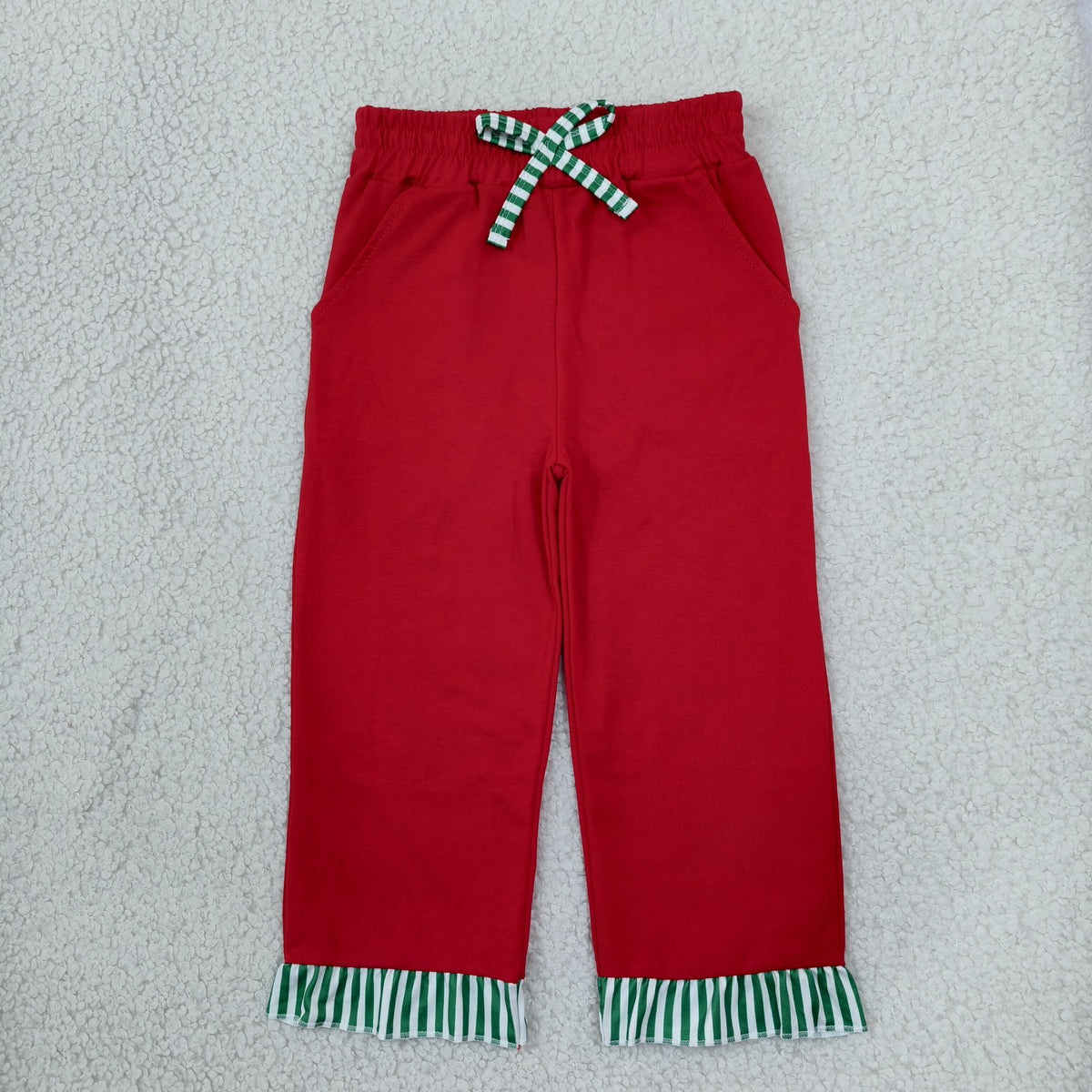 Baby Girls Kids Pockets Bows Pants Bottoms Red Clothes RTS