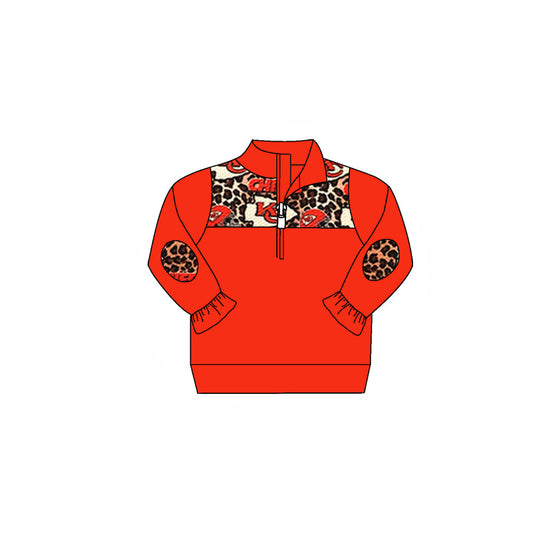 Baby Girl Red Leopard KC Pullover Zipper Team Shirt