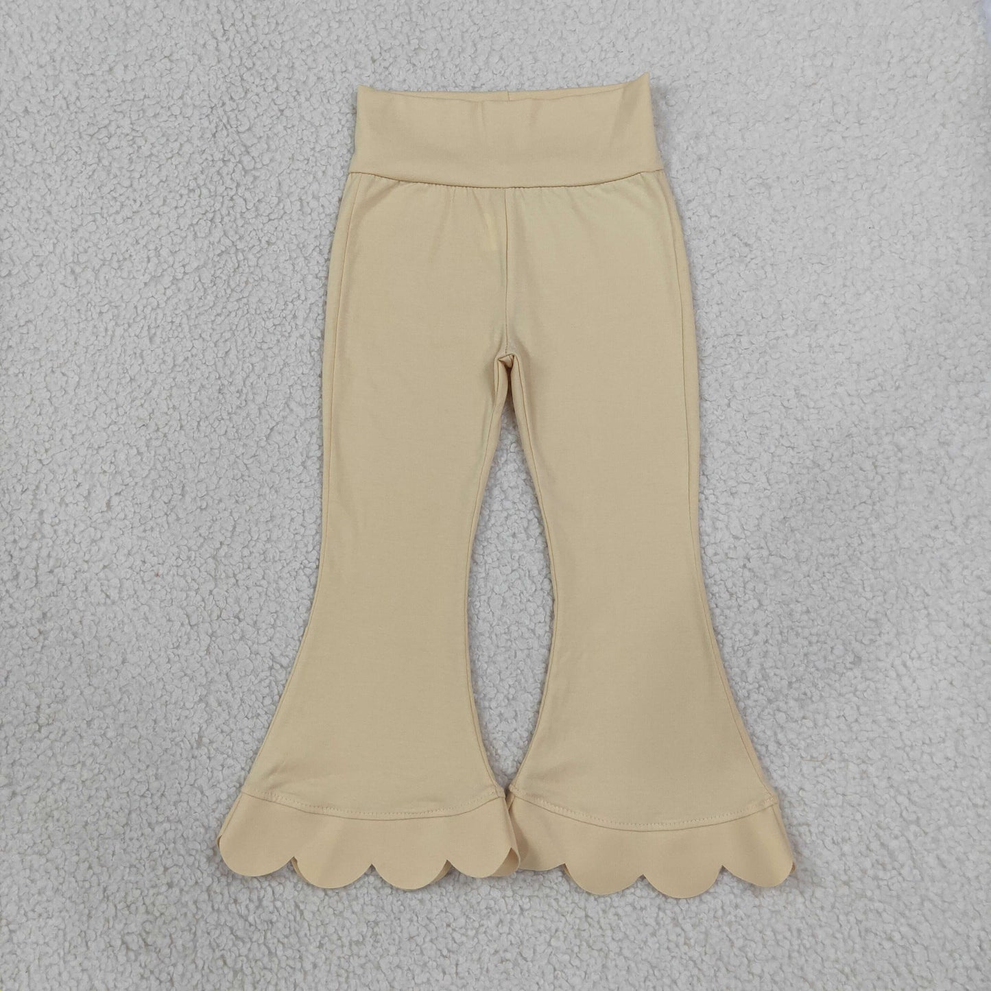 Baby Girls Kids Scalloped Cotton Pants Bottoms Cream Clothes RTS