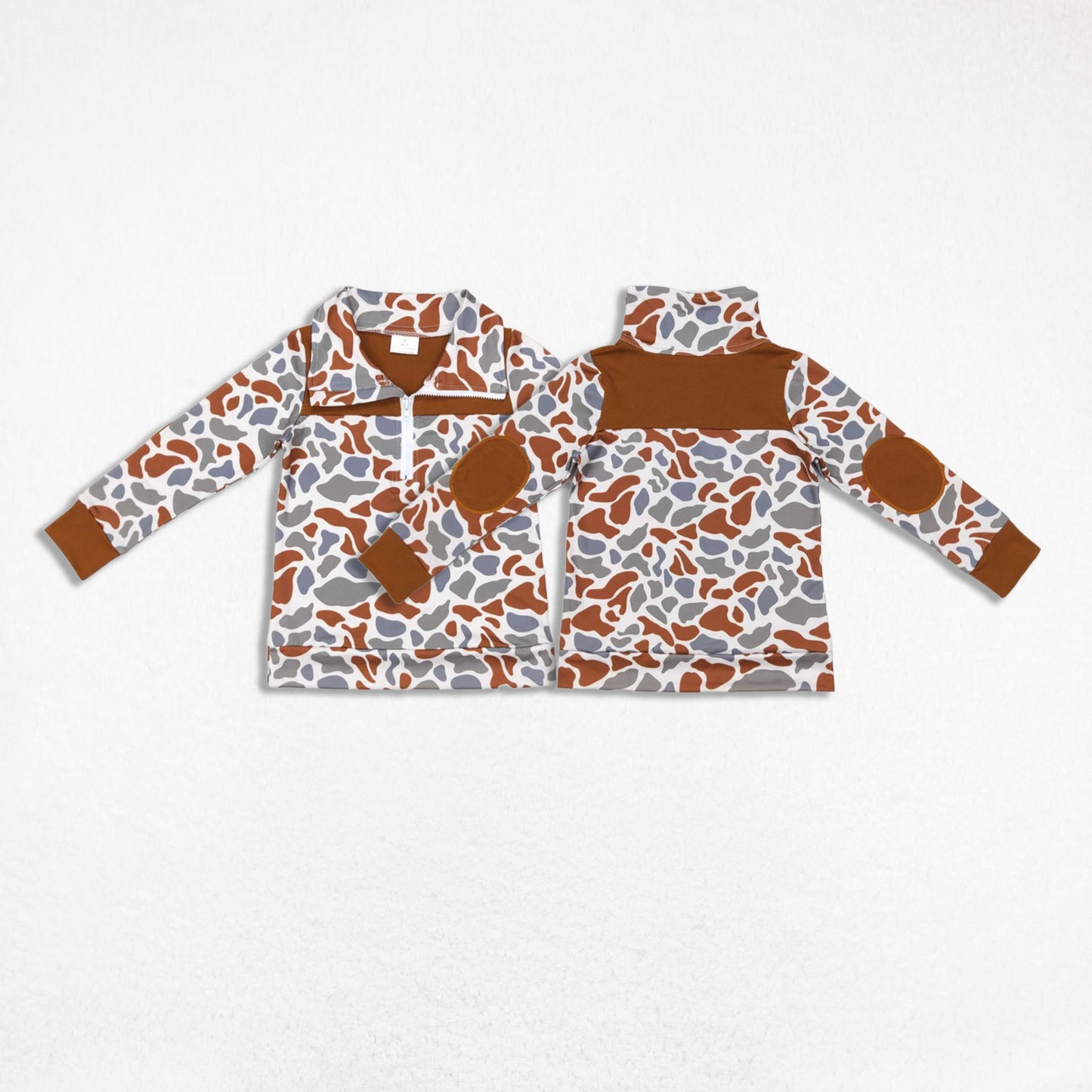 Sibling Boys Kids Long Sleeves Camo Aztec Zipper Shirt Pullover Tops Clothes RTS