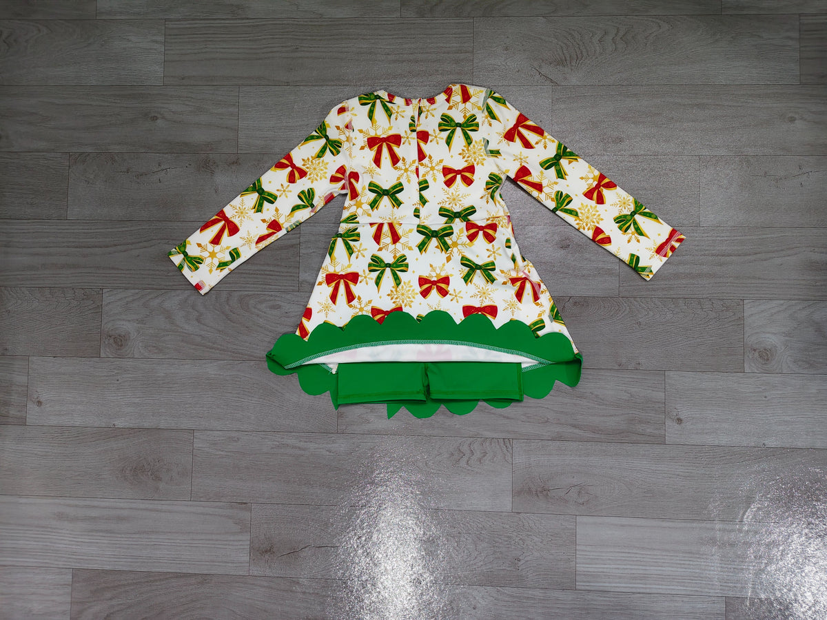 ( No moq ) Preorder Baby Girls Kids Bows Christmas Shorts Scallop Dress Yoga Active Clothes