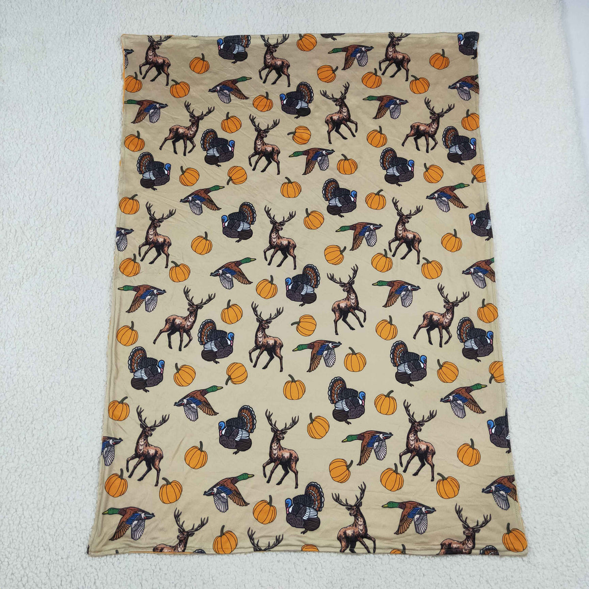 Baby Boys Toddler turkey Pumpkins Ducks Deer Fall Blanket RTS