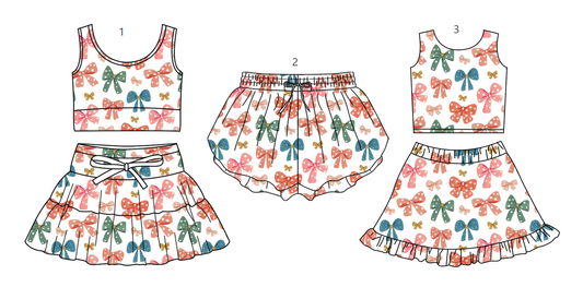 ( Moq 5 Each Style ) Baby Girls Kids Bows Sibling Shorts Sets Clothes