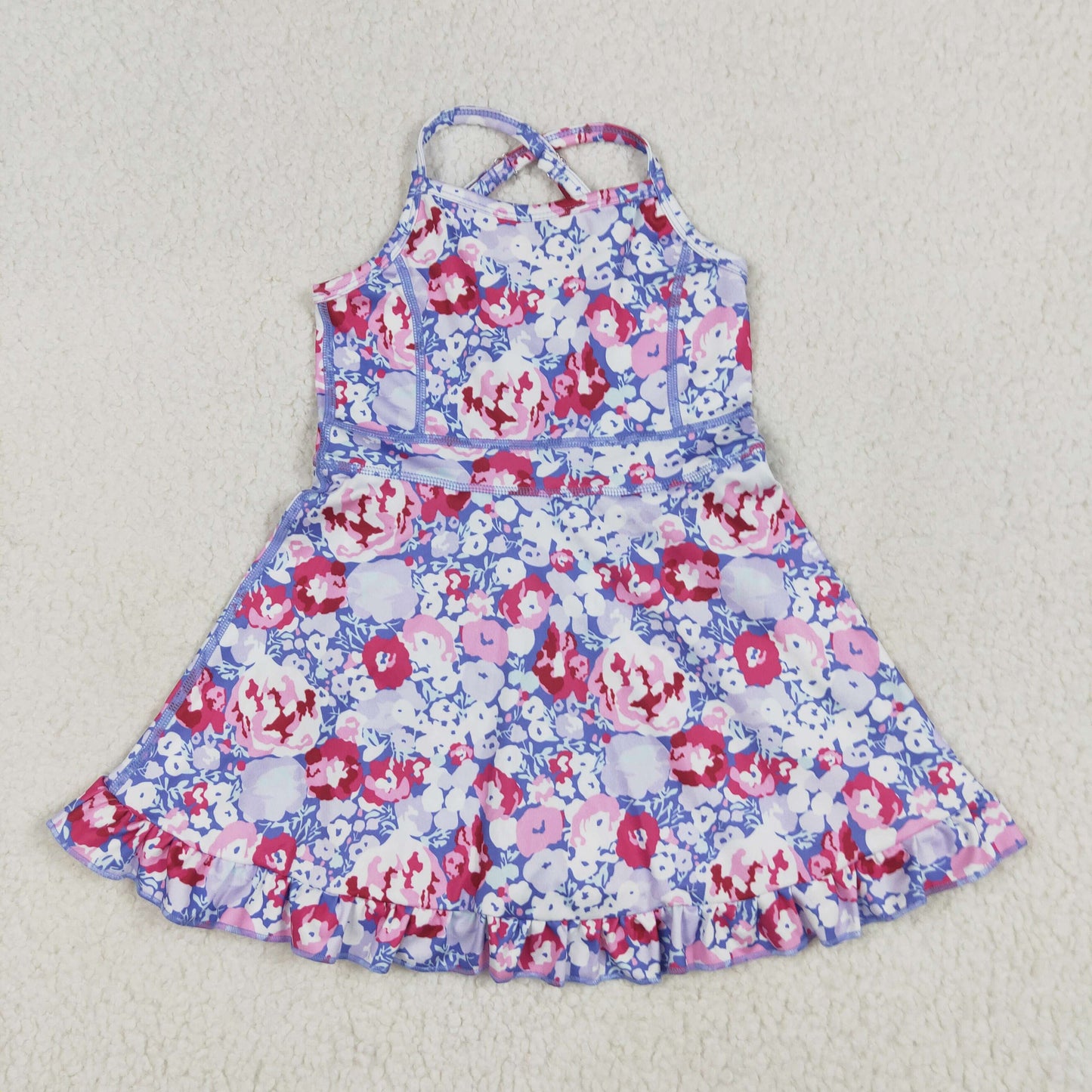 Baby Girl Sleeveless Flower Yoga Active Wear With Shorts Skort Dress RTS