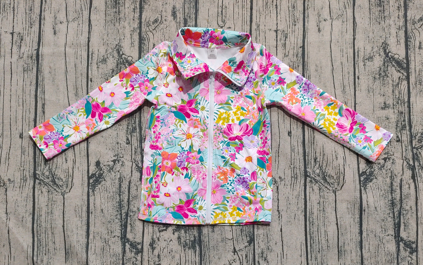 Baby Girl Long Sleeves Flower Pockets Zipper Yoga Active Cardigan Tops RTS