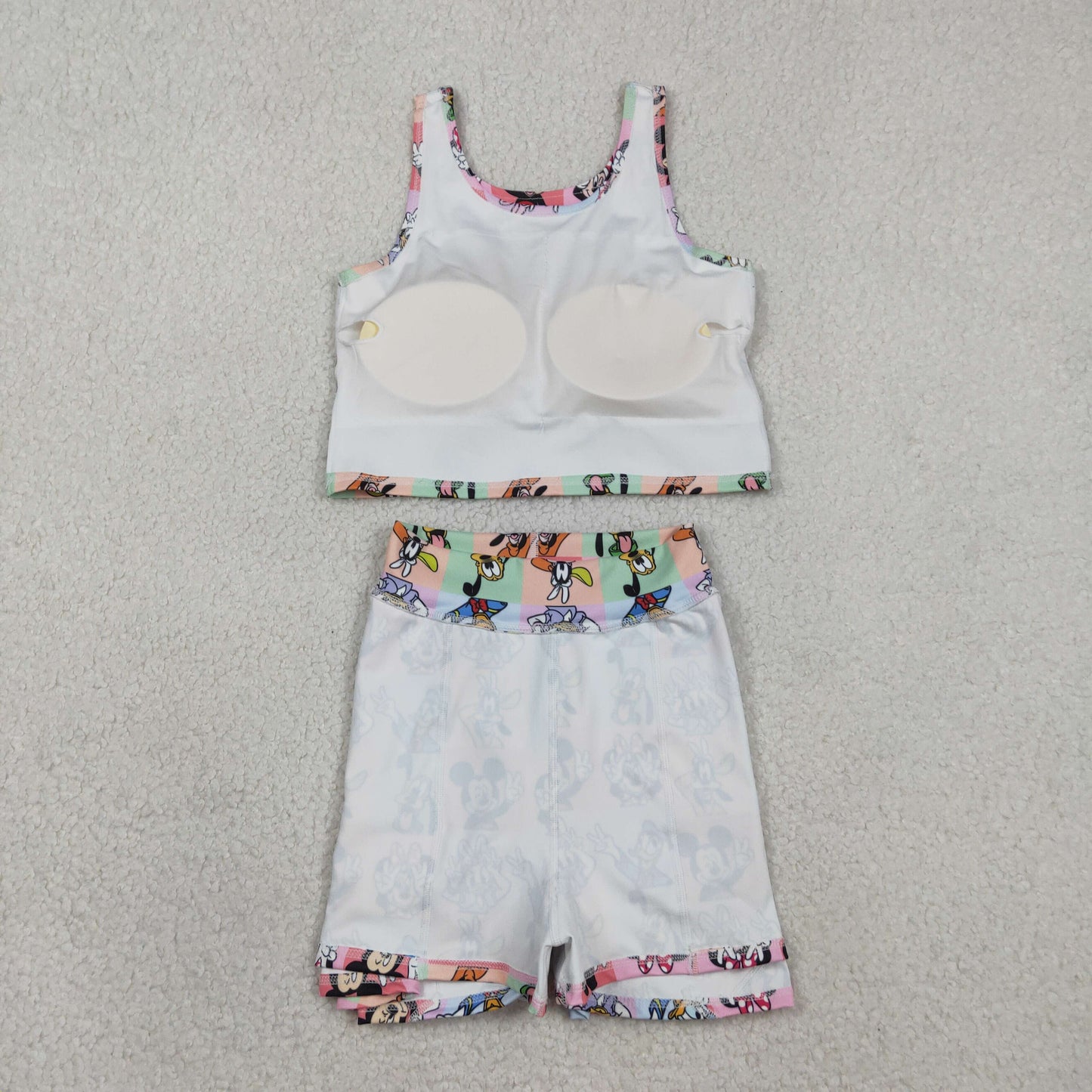 Baby Girls Kids Sleeveless Cartoon Tops Shorts Skirt Yoga Active Colorful Set RTS