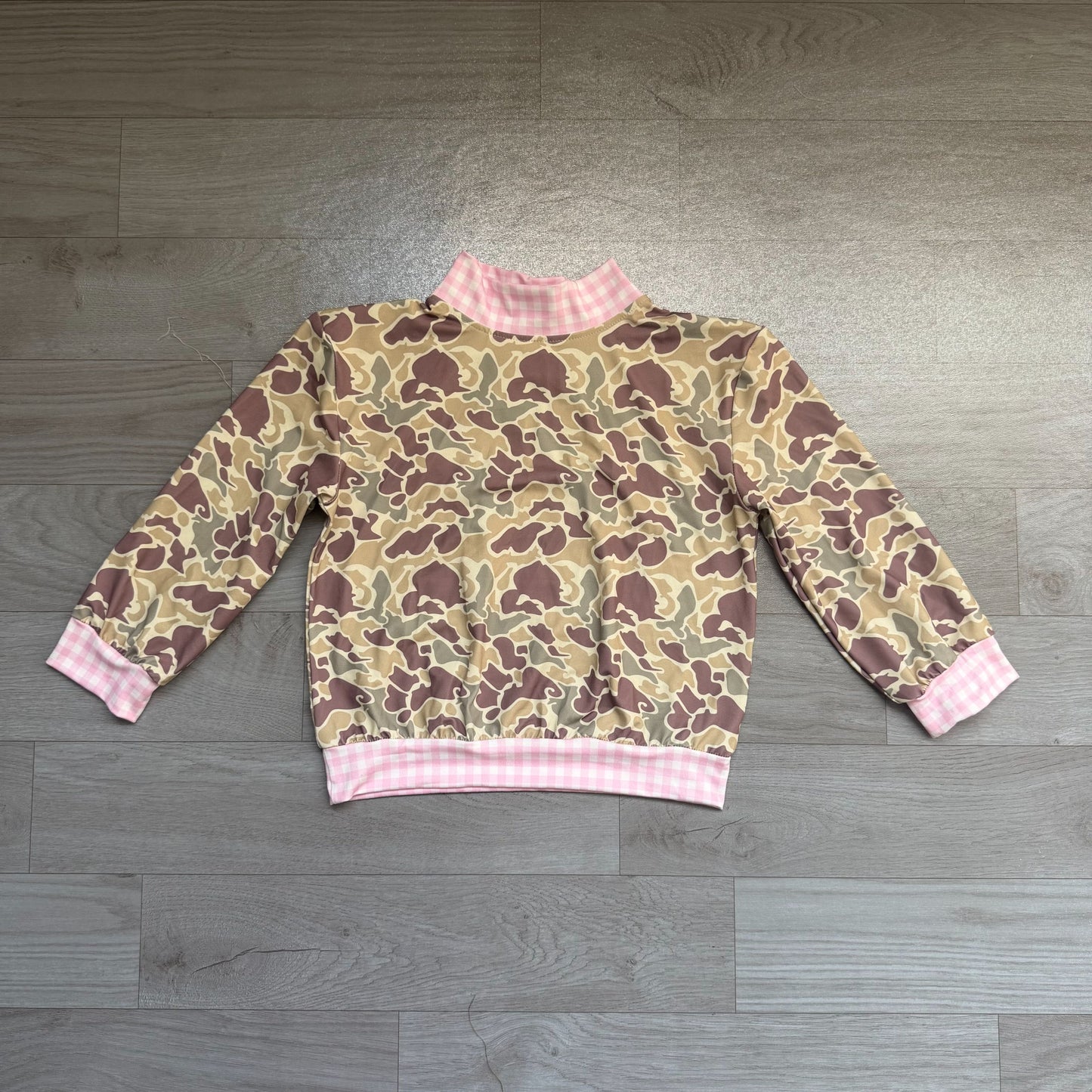( No moq ) Preorder Baby Girls Toddler Long Sleeves Pink Plaid Shirt Tops Camo Clothes