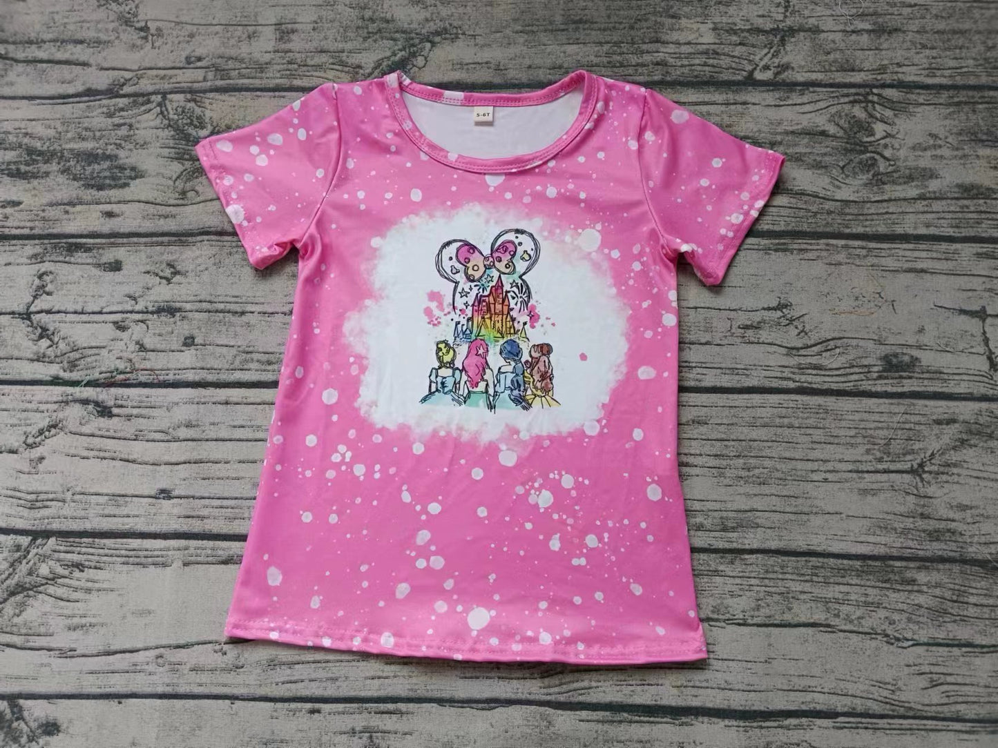 Moq 5 Pre-order Baby Girl Short Sleeves Princess Pink Shirt Tops
