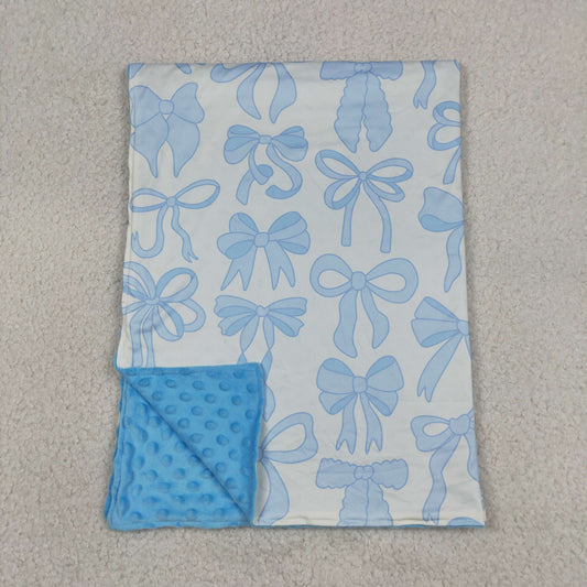 Baby Girls Kids Blue Bows Blanket RTS