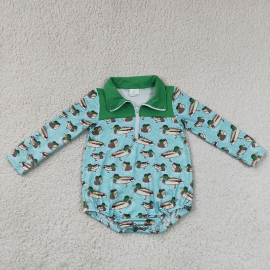 Sibling Baby Boys Infant Long Sleeves Ducks Zipper Bubble Rompers Clothes RTS