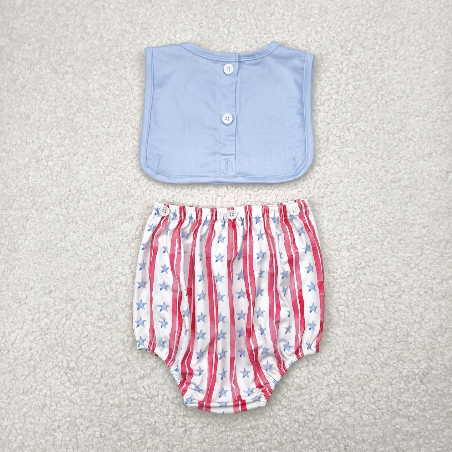 Baby Boy Sleeveless Flags Stripes Stars 4th Of July Romper RTS