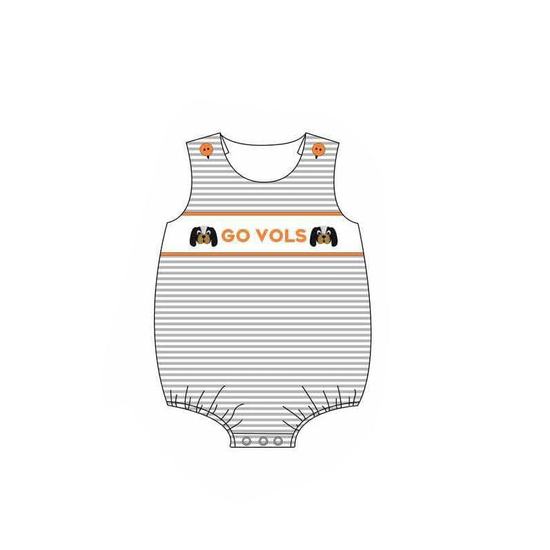 Baby Boy Infant Sleeveless Stripes Dogs Team Bubble Romper ( Moq 5 )