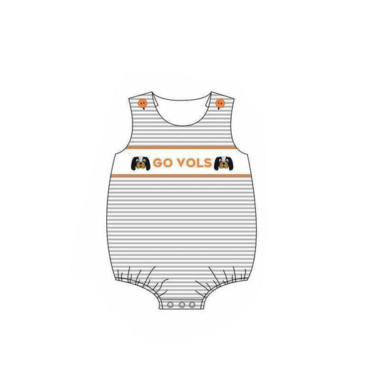 Baby Boy Infant Sleeveless Stripes Dogs Team Bubble Romper ( Moq 5 )