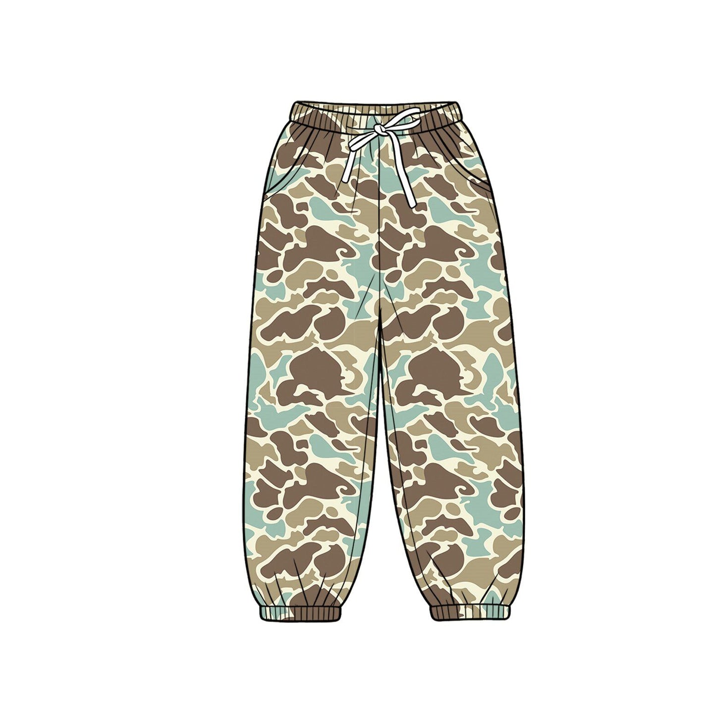 ( Moq 5 ) Baby Boys Kids Green Camo Print Pockets Jogger Pants Bottoms Clothes