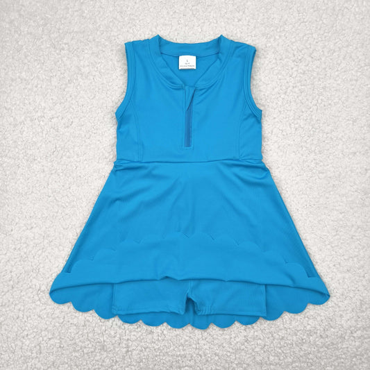 Baby Girl Blue Zipper Yoga Active Wear With Shorts Knee Length Dress RTS