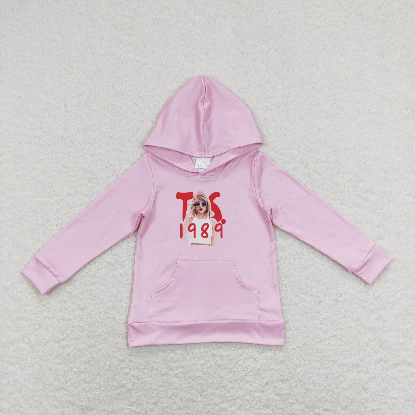 GT0436 Baby Girl Pink Long Sleeves Singer Pocket Hoodie Shirt Pullover Tops
