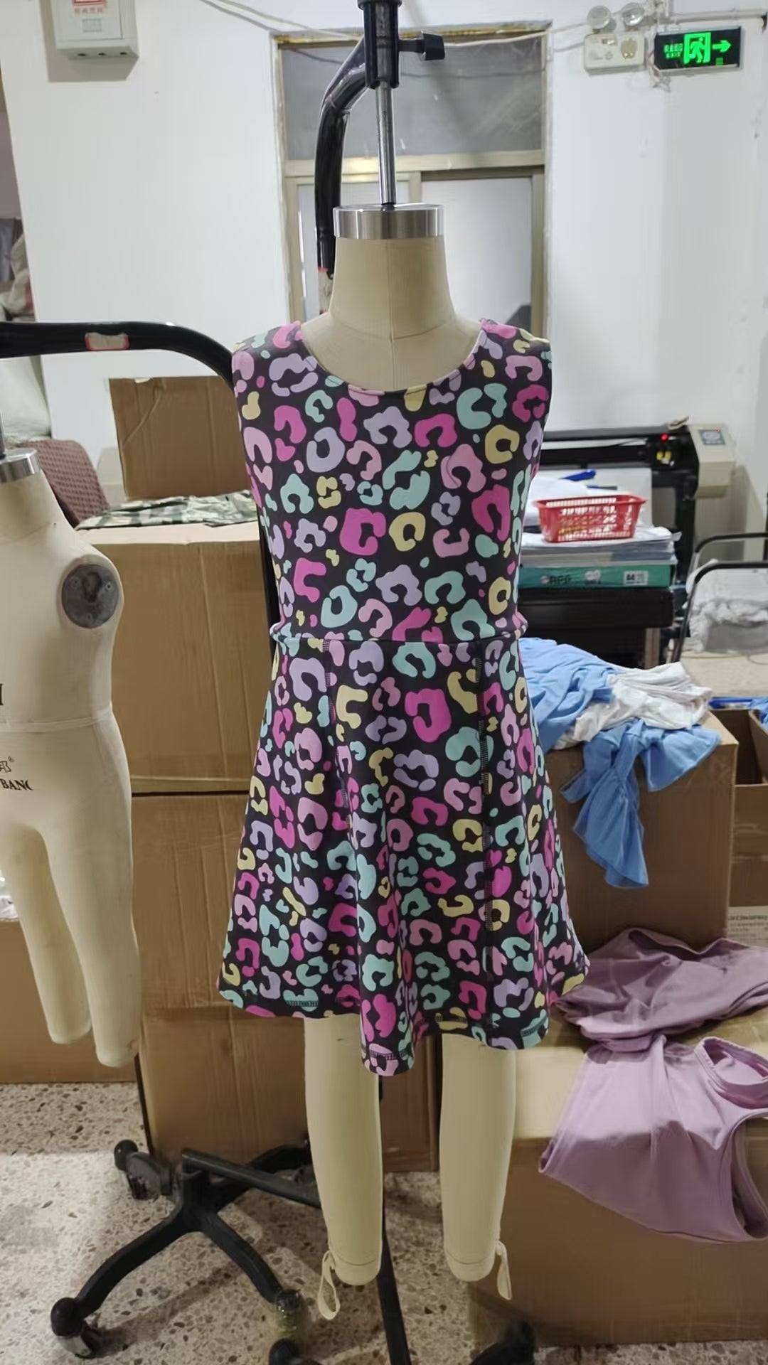 Baby Girl Sleeveless Colorful Leopard Yoga Active Wear Skort Knee Length Dress RTS