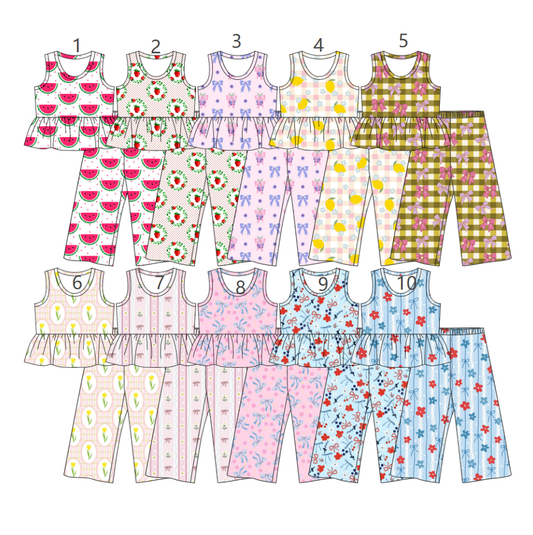 ( Moq 5 Each Style ) Sibling Baby Girls Kids Sleeveless Bows Tops Pants Sets Clothes